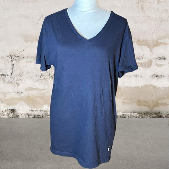 Polo Ralph Lauren NWOT Women's Navy V-Neck Logo T-Shirt-Size Medium - Picture 1 of 4